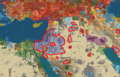 March 2024, towns after Holy Land / Israel merge: blue color, red border