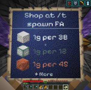 In-game Shop At FA mapart on Terra Aurora