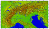 The topographic map of Alps