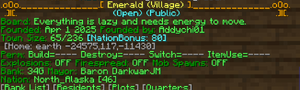 The details of "/t Emerald" in-game as of 25/12/2025