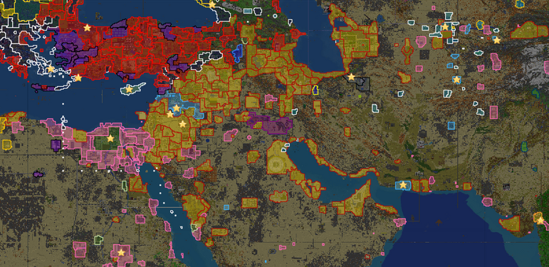 Crusader States expansion - September 2025 (Historical peak: 145 towns & 20000 chunks)