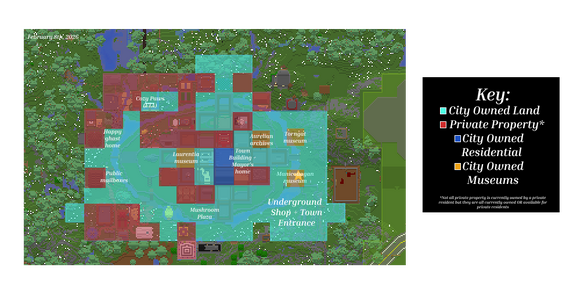 Rough zoning map of Fort Aurelian as of February 8th, 2026